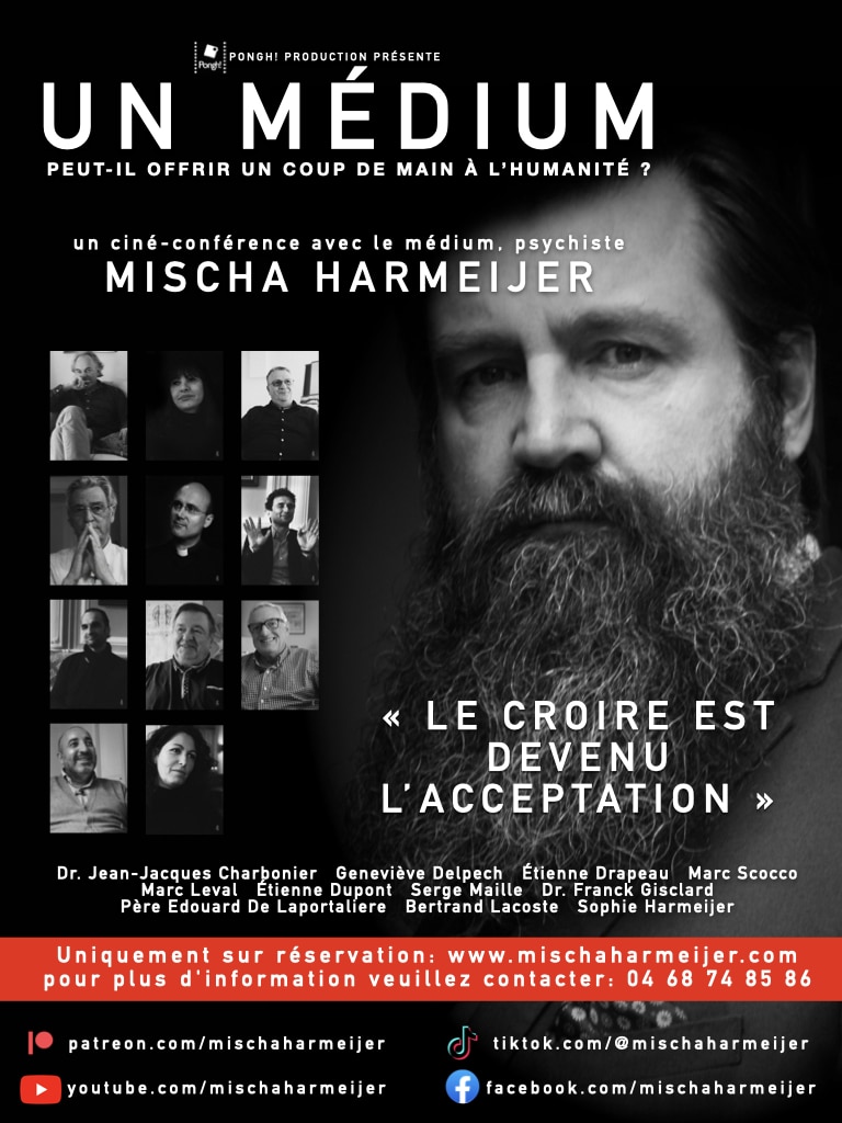 Affiche pour la ciné-conférence un médium de Mischa Harmeijer